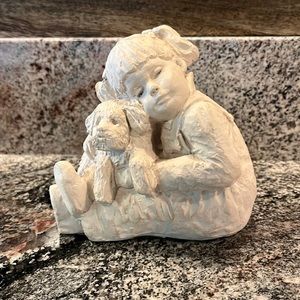 Vintage Girl with her Dog statue